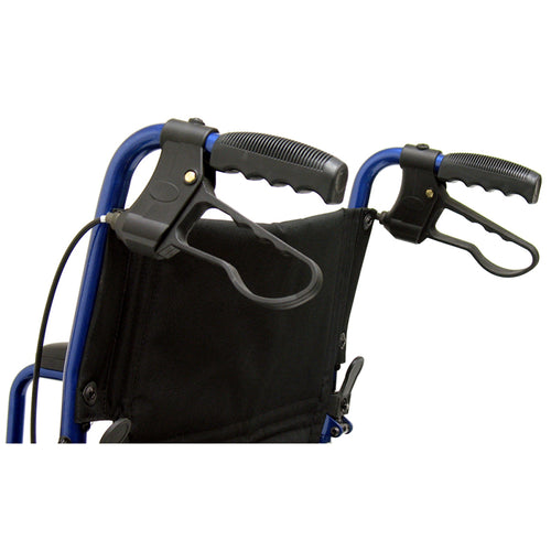 Karman LT-1000HB 19 inch Seat 19 lbs. Lightweight Transport Chair with Hand Brakes and Removable Footrest in Blue